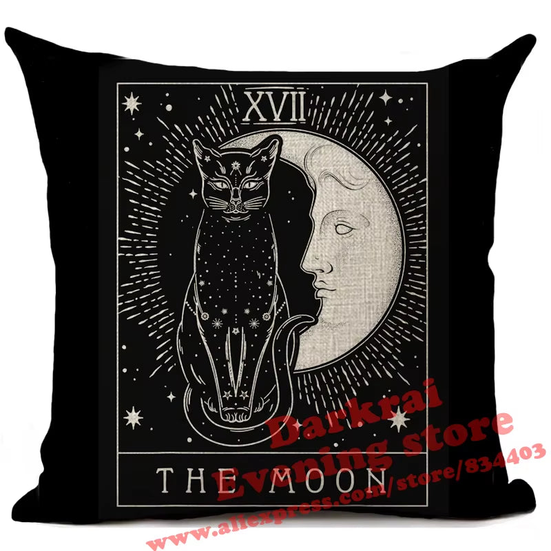 Witchcraft Tarot Style Cushion Cover Astrology Divination Pattern Sofa Throw Pillows Living Room Decorative Pillowcase 45*45Cm