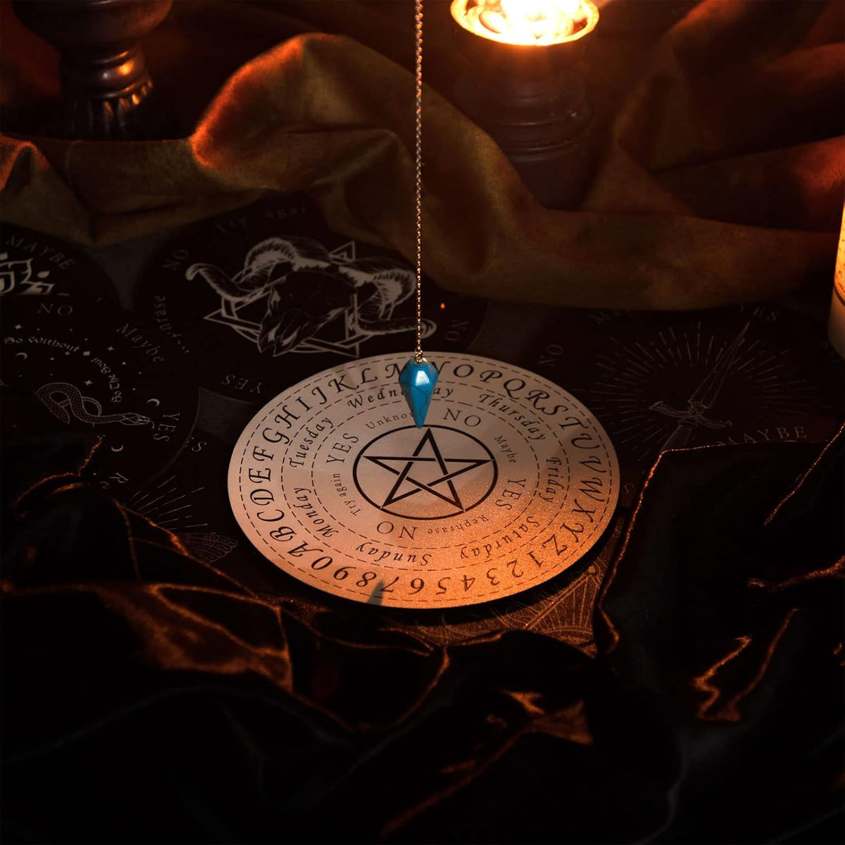 24 Pcs Crystal Pendulums Board Bulk Set 12 Wood Pendulum Board 6 Inches and 12 Dowsing Gemstone Pendants Divination Communication Tools for Beginners Witchcraft Altar Supplies, White and Black