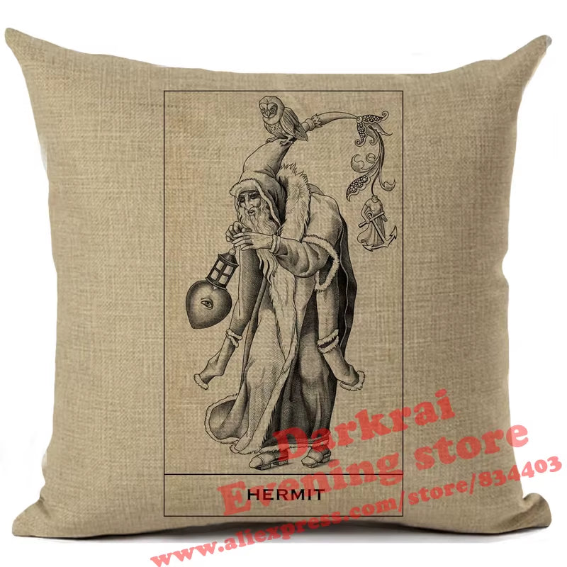 Witchcraft Tarot Style Cushion Cover Astrology Divination Pattern Sofa Throw Pillows Living Room Decorative Pillowcase 45*45Cm