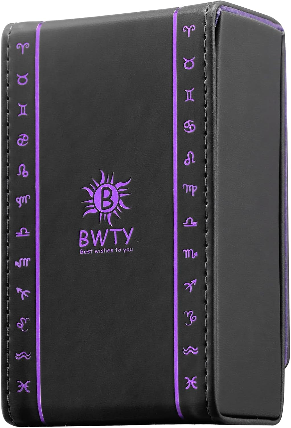Tarot Cards Holder, Leather Tarot Card Case/Box, Suitable for Standard Size Tarot Cards (2.75In X 4.75In)-Moon Phase Design (Purple)