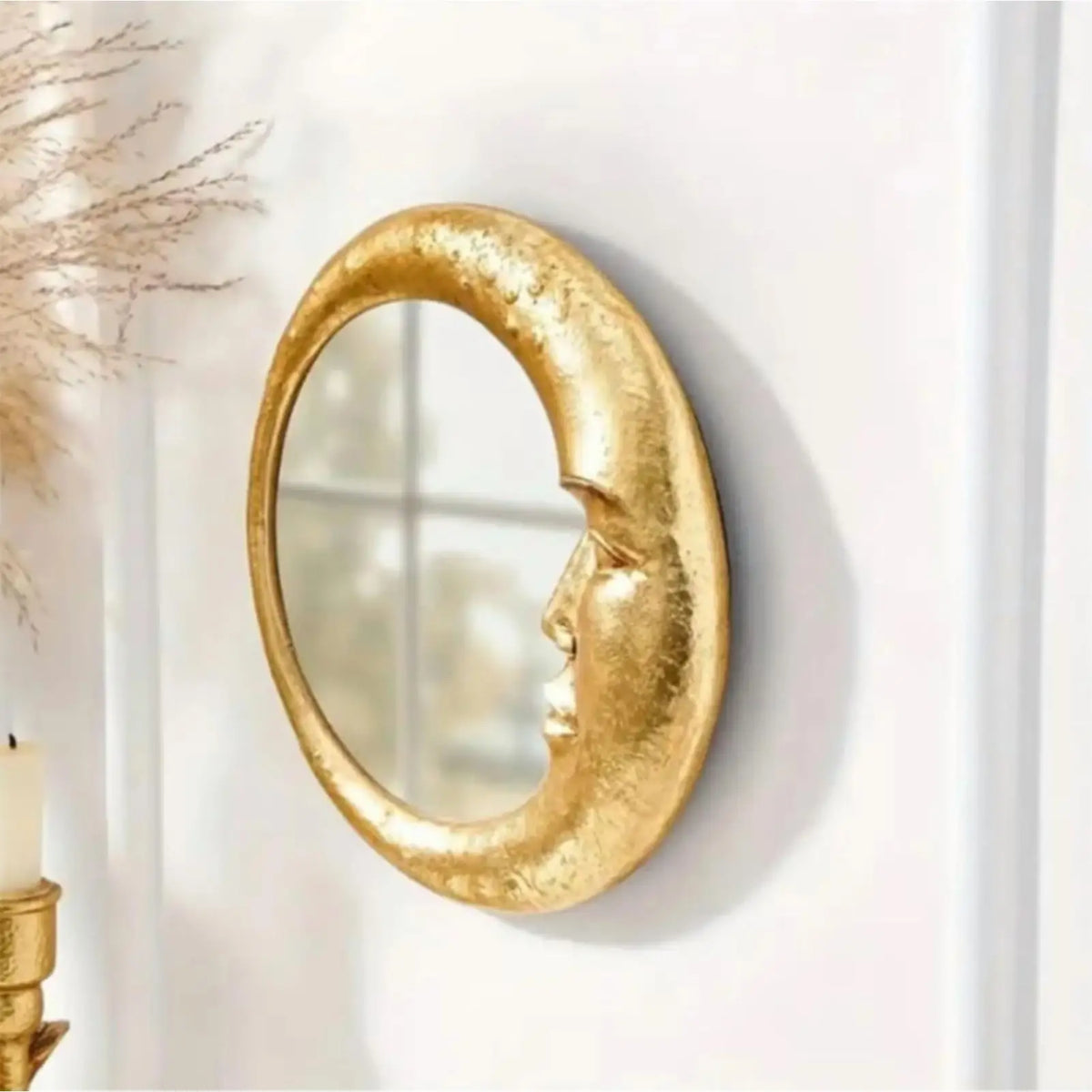 Halloween Decor Mirror Vintage Bedroom Witch Moon Mirror Lightweight Home Accessory for Dormitory Living Room Rental Apartment