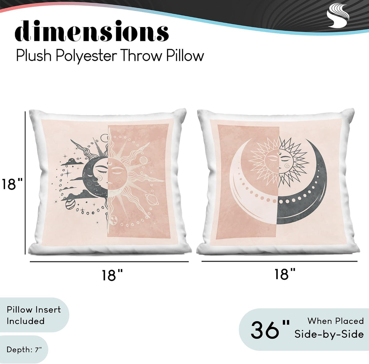| Boho Two Tone Moon Sun, 18 X 18 Each