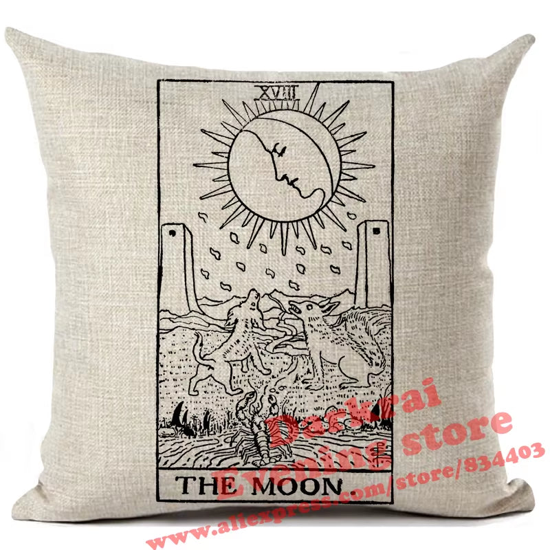 Witchcraft Tarot Style Cushion Cover Astrology Divination Pattern Sofa Throw Pillows Living Room Decorative Pillowcase 45*45Cm
