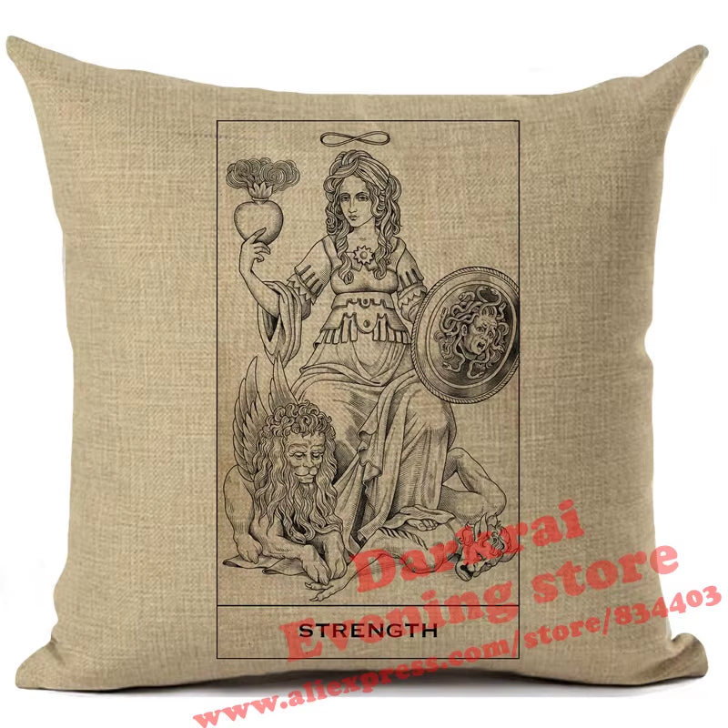 Witchcraft Tarot Style Cushion Cover Astrology Divination Pattern Sofa Throw Pillows Living Room Decorative Pillowcase 45*45Cm