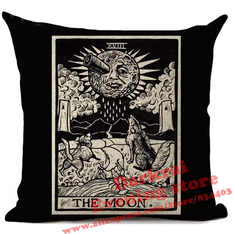 Witchcraft Tarot Style Cushion Cover Astrology Divination Pattern Sofa Throw Pillows Living Room Decorative Pillowcase 45*45Cm