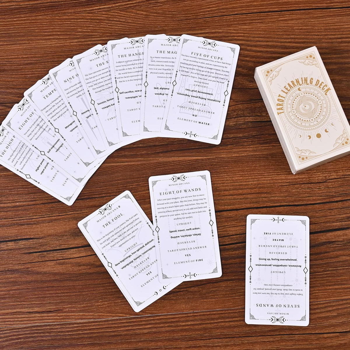 78 Clear Text Pattern Tarot Cards, Classic Tarot Learning Deck