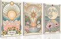 3Pcs Framed Tarot Crescent Sun and Moon Star Canvas Wall Art