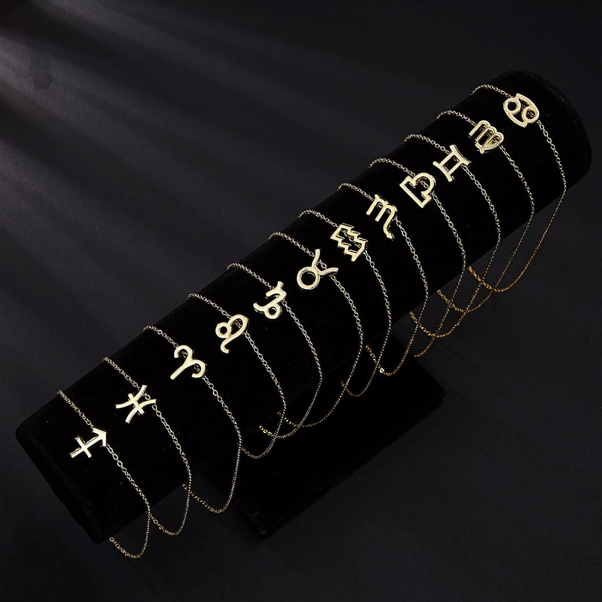 2PCS Zodiac Sign Necklace for Women Stocking Stuffers for Women 12 Constellation Necklace Cz Astrology Zodiac Gift