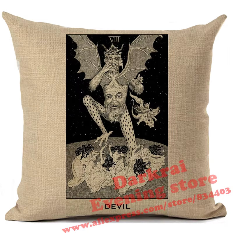 Witchcraft Tarot Style Cushion Cover Astrology Divination Pattern Sofa Throw Pillows Living Room Decorative Pillowcase 45*45Cm