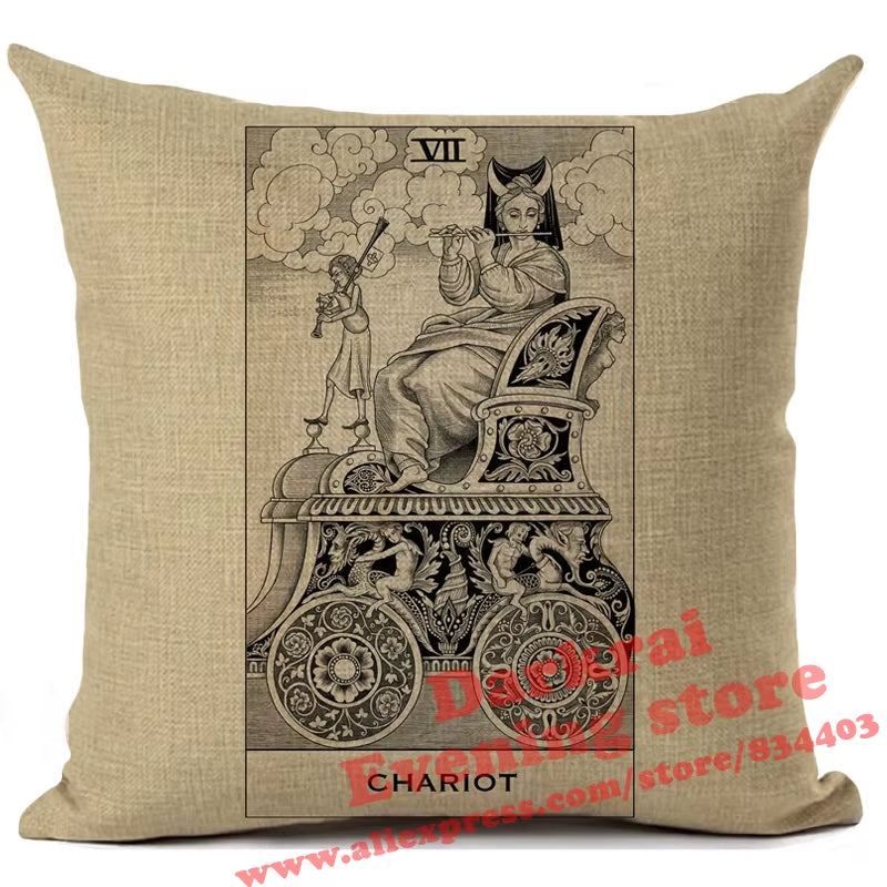 Witchcraft Tarot Style Cushion Cover Astrology Divination Pattern Sofa Throw Pillows Living Room Decorative Pillowcase 45*45Cm