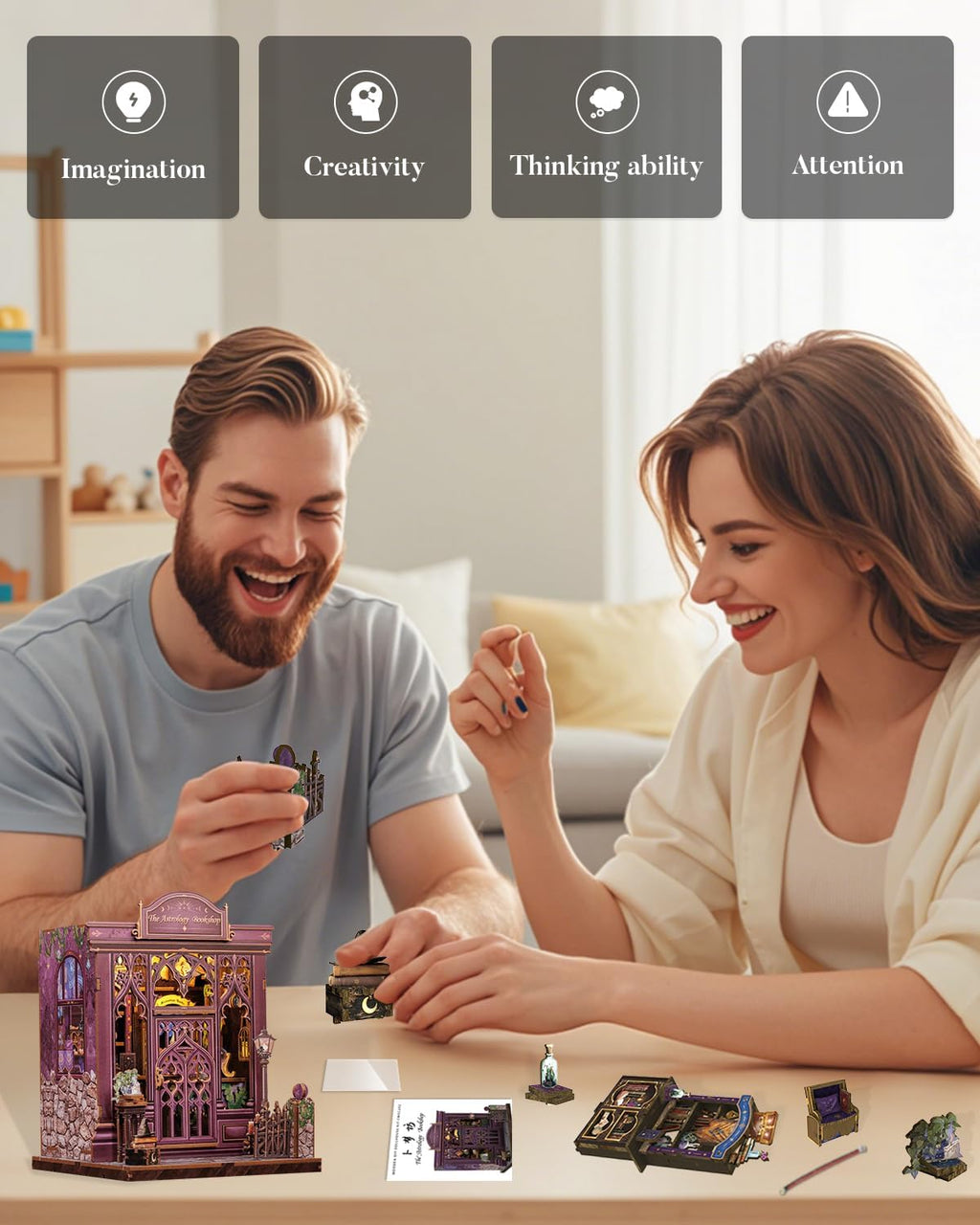 Book Nook Kit - DIY Miniature Dollhouse Kit for Adults and Teens
