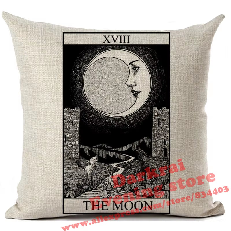 Witchcraft Tarot Style Cushion Cover Astrology Divination Pattern Sofa Throw Pillows Living Room Decorative Pillowcase 45*45Cm