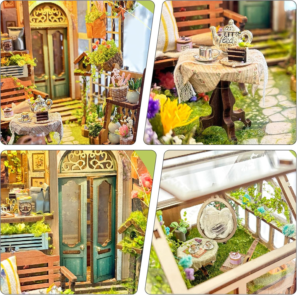 DIY Book Nook Kit,Diy Dollhouse Booknook Bookshelf Insert Decor,3D Wooden Puzzles with LED Dust Cover,Book Nook Miniature Kit,Birthday Halloween Home Decor for Teens Adult-Sylvia Garden