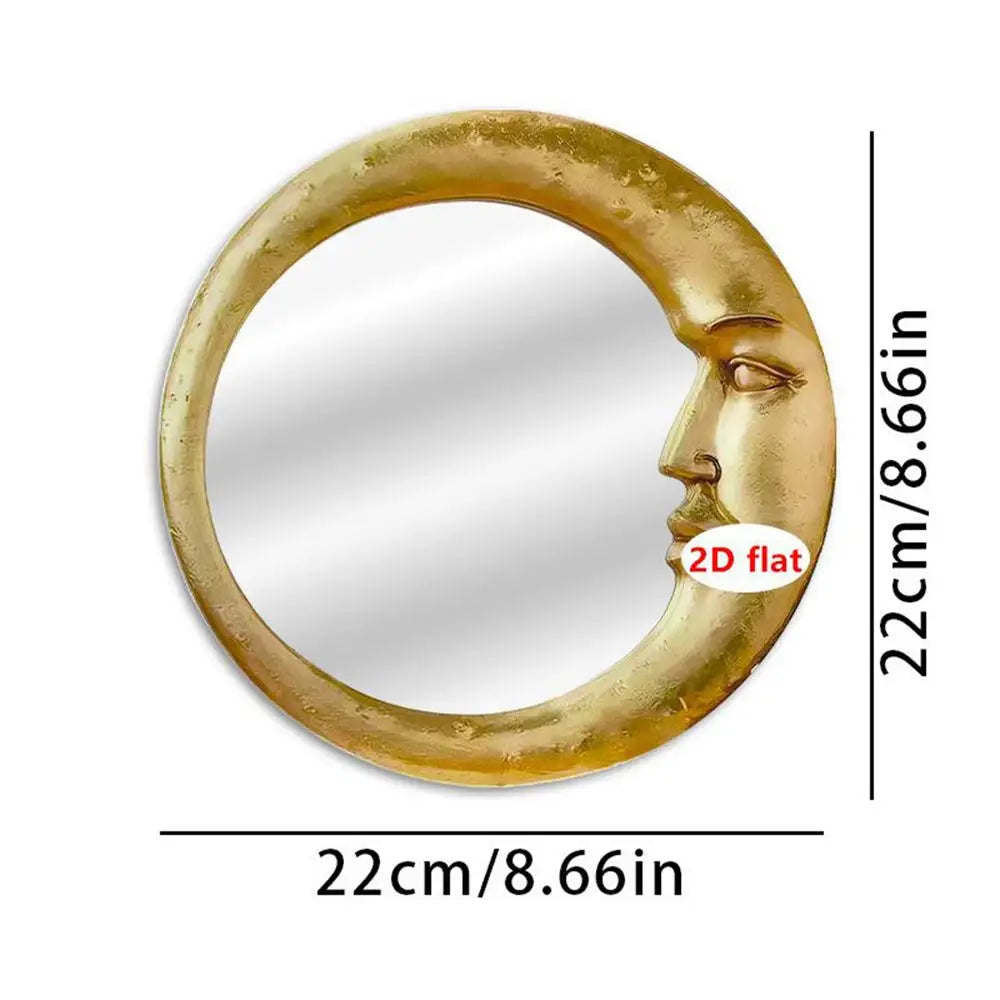 Halloween Decor Mirror Vintage Bedroom Witch Moon Mirror Lightweight Home Accessory for Dormitory Living Room Rental Apartment