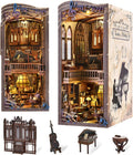 Timeless Melody Book Nook - DIY Miniature Dollhouse Music Kit for Adults, 3D Wooden Puzzle Bookends Bookshelf Insert Decor with LED Light, Gifts for Family, Friends