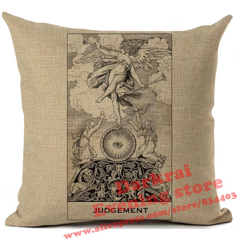 Witchcraft Tarot Style Cushion Cover Astrology Divination Pattern Sofa Throw Pillows Living Room Decorative Pillowcase 45*45Cm