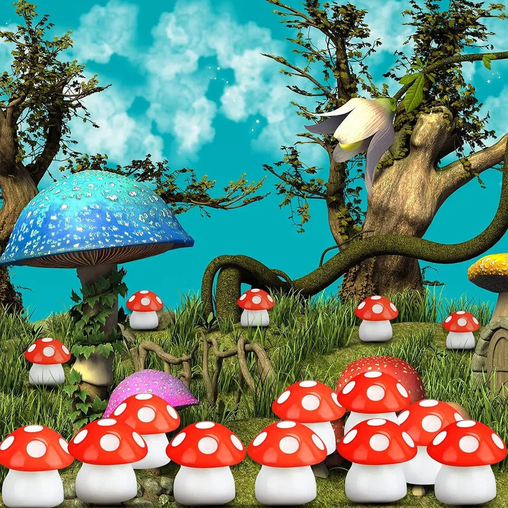 50Pcs Tiny Resin Mushroom Mini Mushrooms Miniature Figurines for Micro Garden Landscape Terrarium Crafts Dollhouse Decoration