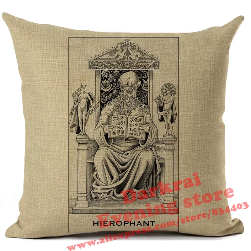 Witchcraft Tarot Style Cushion Cover Astrology Divination Pattern Sofa Throw Pillows Living Room Decorative Pillowcase 45*45Cm