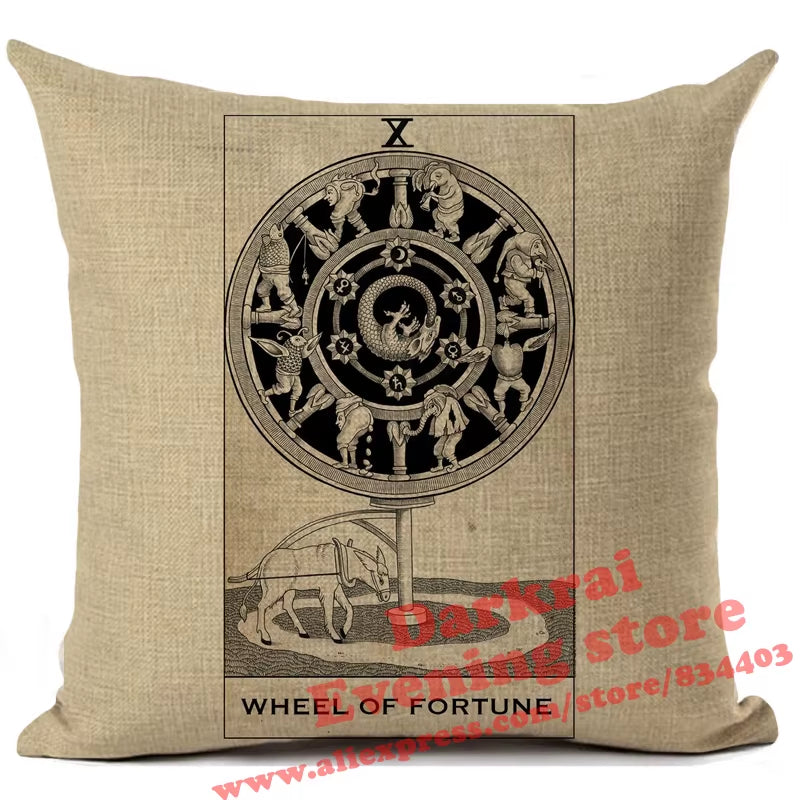 Witchcraft Tarot Style Cushion Cover Astrology Divination Pattern Sofa Throw Pillows Living Room Decorative Pillowcase 45*45Cm