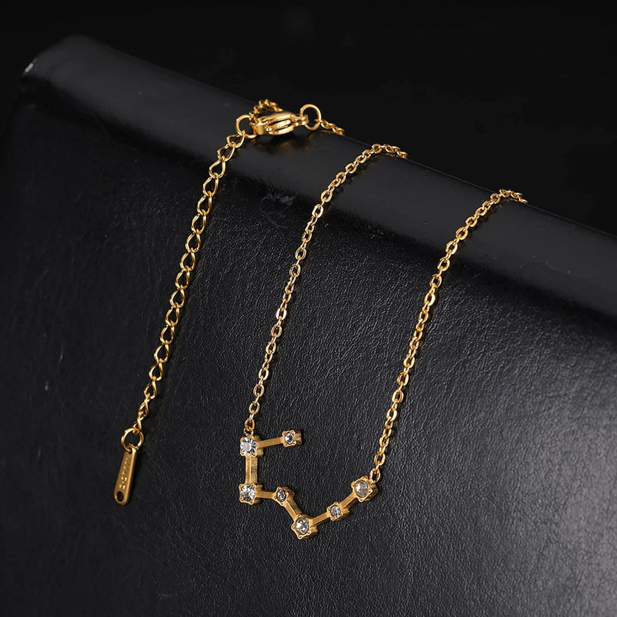 2PCS Zodiac Sign Necklace for Women Stocking Stuffers for Women 12 Constellation Necklace Cz Astrology Zodiac Gift