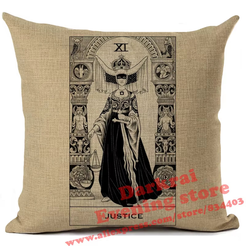 Witchcraft Tarot Style Cushion Cover Astrology Divination Pattern Sofa Throw Pillows Living Room Decorative Pillowcase 45*45Cm
