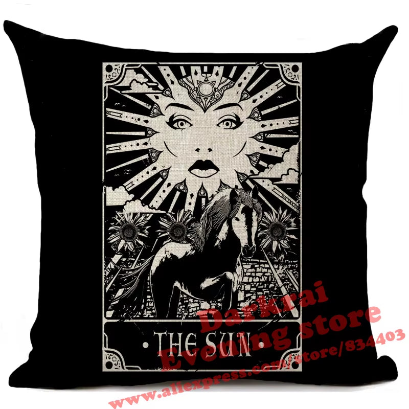 Witchcraft Tarot Style Cushion Cover Astrology Divination Pattern Sofa Throw Pillows Living Room Decorative Pillowcase 45*45Cm