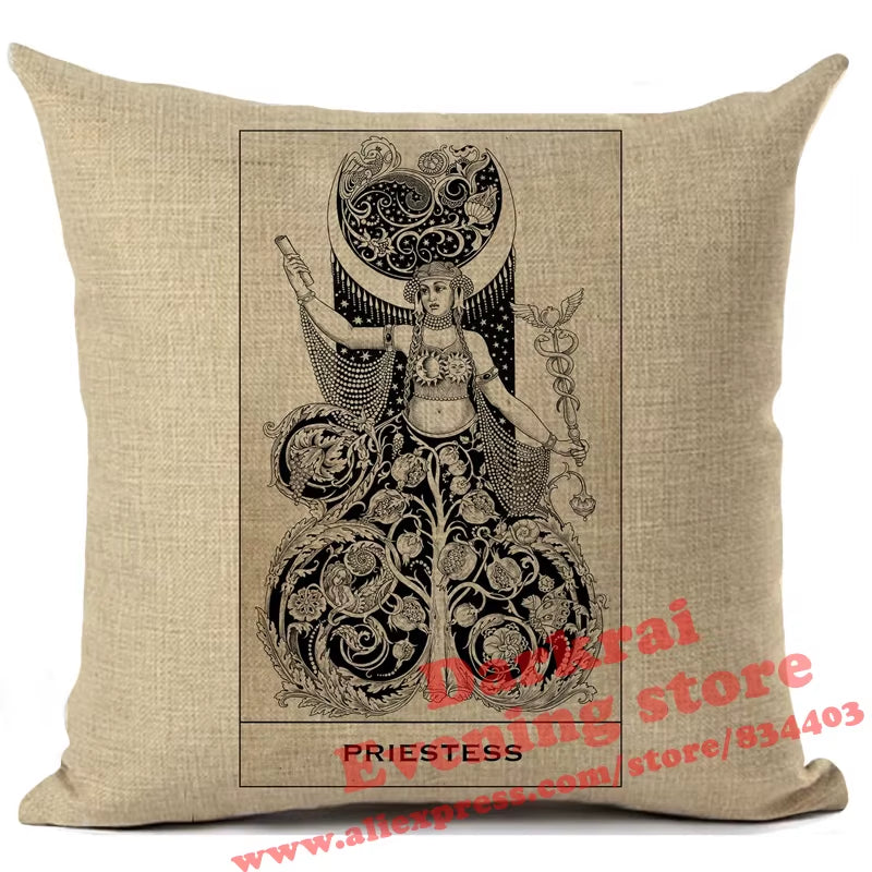 Witchcraft Tarot Style Cushion Cover Astrology Divination Pattern Sofa Throw Pillows Living Room Decorative Pillowcase 45*45Cm