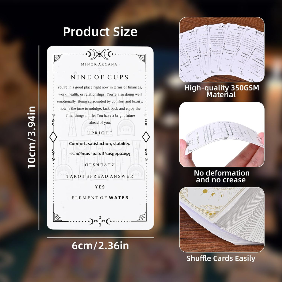 78 Clear Text Pattern Tarot Cards, Classic Tarot Learning Deck