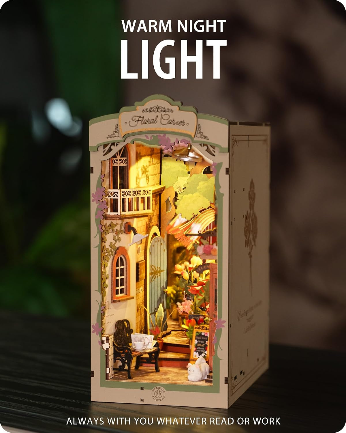 DIY Book Nook Floral Corner, 3D Puzzle Book Nook Kits for Adults, Decorative Book Nooks for Bookshelf Miniature Scenes, DIY Crafts/Gifts/Decorations for Adults (Floral Corner)
