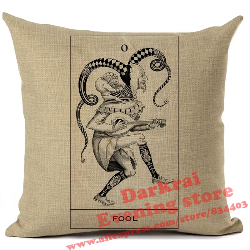 Witchcraft Tarot Style Cushion Cover Astrology Divination Pattern Sofa Throw Pillows Living Room Decorative Pillowcase 45*45Cm