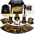78 Tarot Cards with Guide Book Black Tarot Deck Gift Set with Tarot Cloth Chakra Stones and More Tarot Cards Deck Fortune Telling Game Craft Cardboard for Beginners and Expert Readers