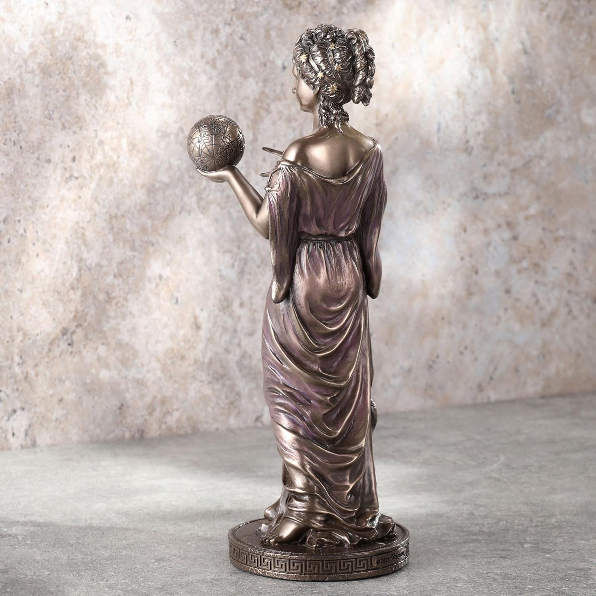 9 Inch Urania Greek Goddess of Astronomy Cold Cast Resin Antique Bronze Finish Sculpture