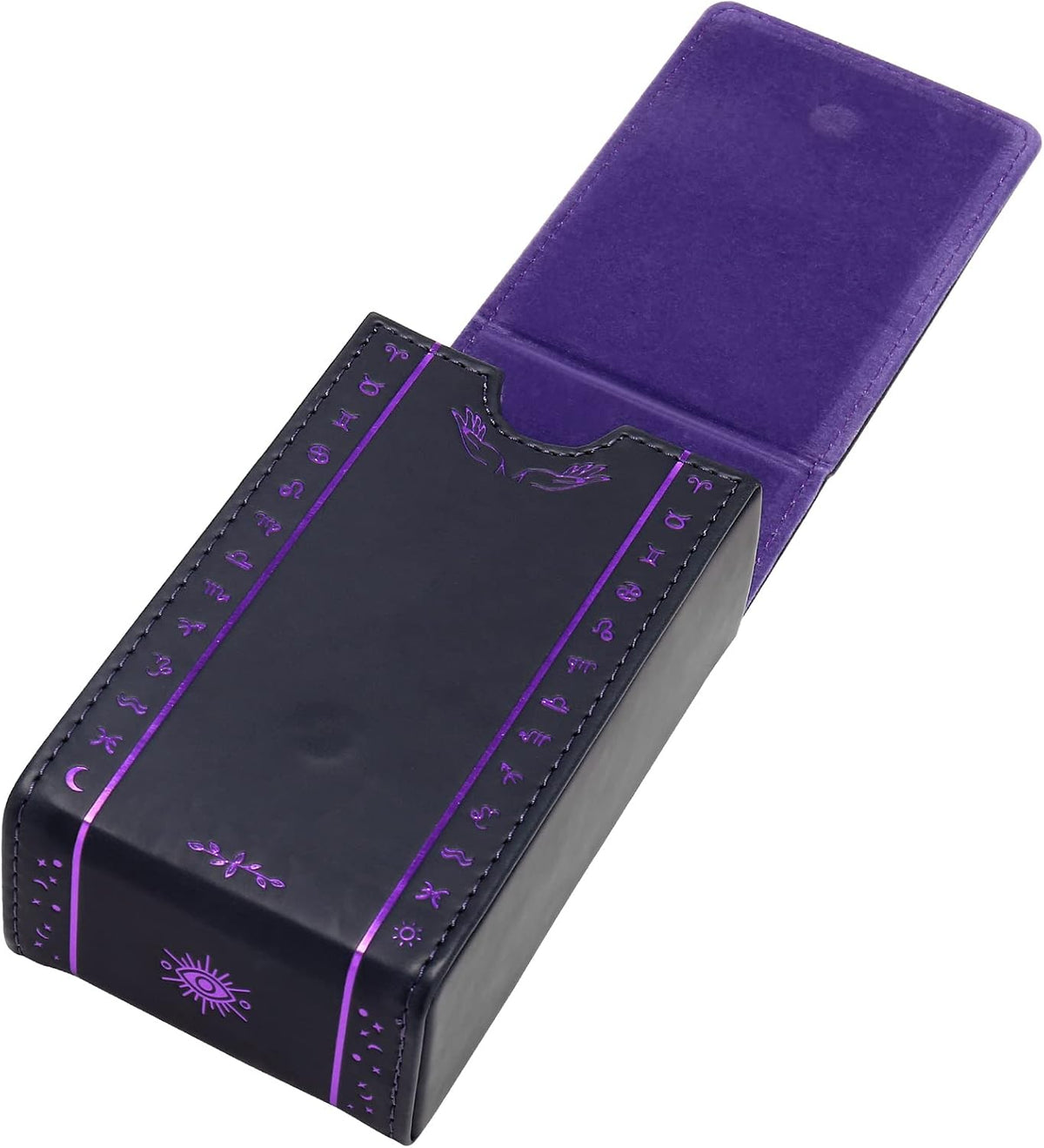 Tarot Cards Holder, Leather Tarot Card Case/Box, Suitable for Standard Size Tarot Cards (2.75In X 4.75In)-Moon Phase Design (Purple)